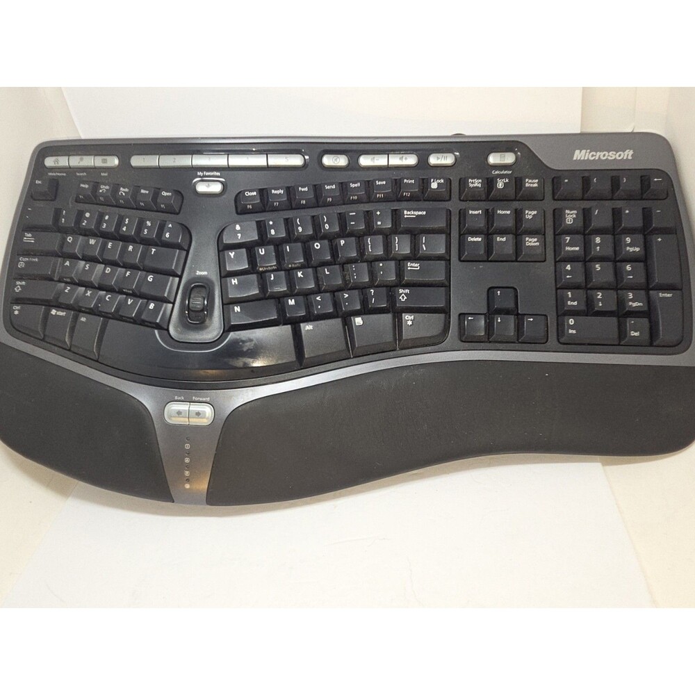 Microsoft Natural Ergonomic 4000 (B2M-00012) Wired Keyboard Tested works USB-A